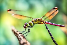 Beautiful Dragonfly And Blur Bokeh Background -