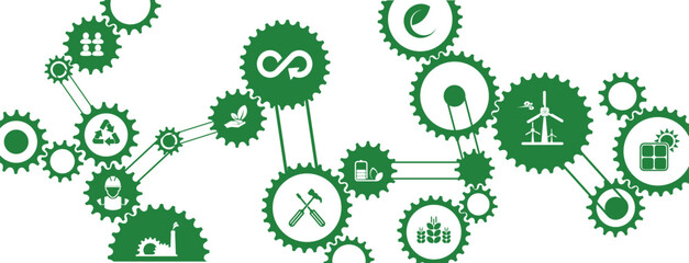 Sticker - circular economy icons on white background	