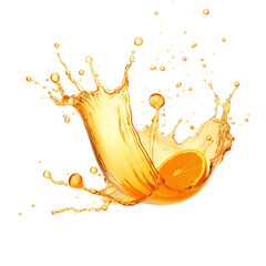 Citrus or orange juice realistic splash in a transparent glass on white background