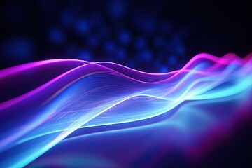 Wall Mural - illustration of abstract background of futuristic corridor with purple and blue neon lights wave spe