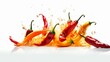 chilli pepper in flames on white background Ai Generative