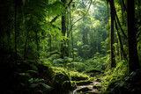 Fototapeta Las - Path in the Lush Green Forest. Generative Ai