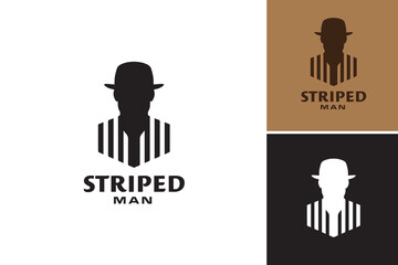 A black and white logo featuring a man with a hat, suitable for use in various branding and identity designs, such as for fashion, entertainment, or lifestyle businesses.