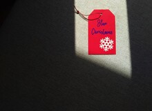 Red Tag On Black Copy Space Background Written Blue Christmas -  Means Sadness In Festive Time, Away From Family- Feelings Of Loneliness, Relationship Troubles, Social Anxieties Or Peer Expectations
