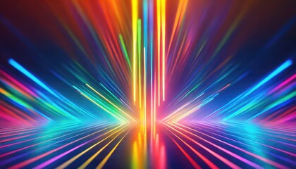 abstract background with colorful spectrum. Bright neon rays and glowing lines