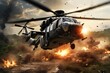 Military helicopters in battle