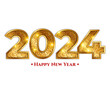 3d shiny dots golden 2024  numbers happy new year luxury gold wishes clipart sticker greetings background banner