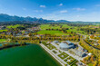 Herbst am Forggensee bei Füssen, Blick über das Festspielhaus zum Allgäuer Alpenrand