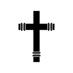 Black cross christian crucifix religion icon flat vector design