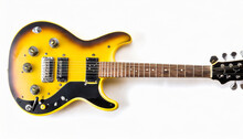 Yellow Electric Guitar Isolated On A White Background