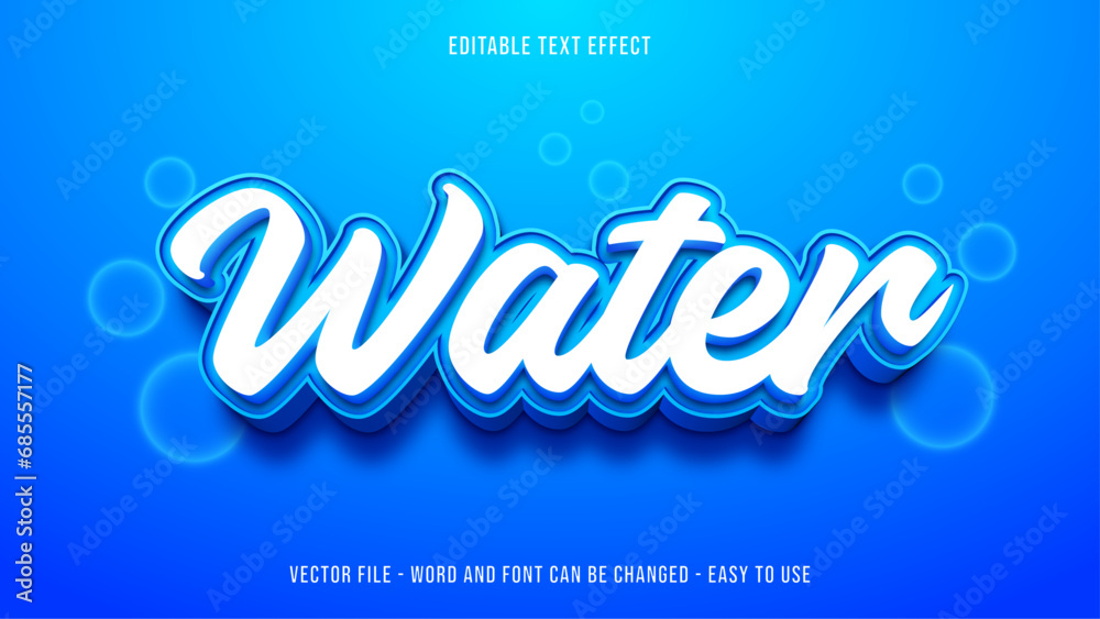 Editable water text effect, ocean text theme Stock Vector | Adobe Stock