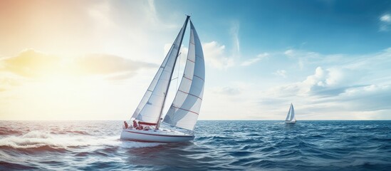Aufkleber - Yacht race with sailing boats Luxury yachts copy space image