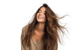 Natural Woman Smiling with Flowing Hair