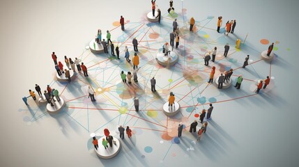 An interconnected web of diverse IT professionals collaborating on a shared project, with each individual contributing their unique expertise, surrounded. 3D Illustration