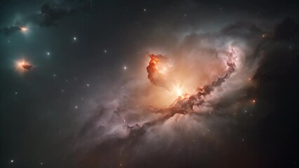 Wall Mural - nebula formation in outer space. deep space exploration background. seamless loop. digitally generat