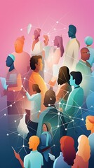 An interconnected web of diverse IT professionals collaborating on a shared project, with each individual contributing their unique expertise, surrounded. 3D Illustration