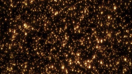 Wall Mural - looping animated christmas background of golden light particles falling on black background at 60 fp