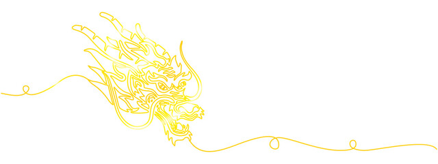Wall Mural - illustration of a gold chinese dragon with line art style for background of vector 