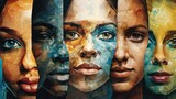 Fototapeta  - Abstract art kaleidoscope of human faces 