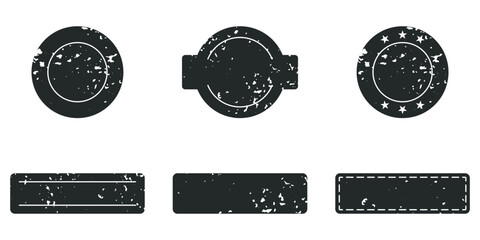 Wall Mural - black rubber stamp set. grunge label in different shapes. retro sale tag, aged vintage banner. retro