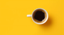 Top View Of Coffee Cup On Yellow Background,PPT Background