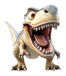 3d illustration of t rex dinosaur cartoon character on transparent background, generative ai