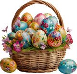 Fototapeta Storczyk - Easter basket transparent background PNG clipart