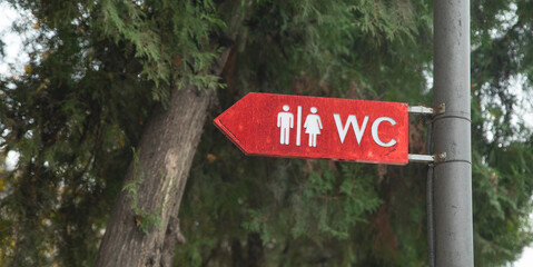 Toilet sign. WC sign in the park.