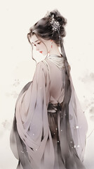 Wall Mural - Hand drawn beautiful ink illustration of Chinese beauty
