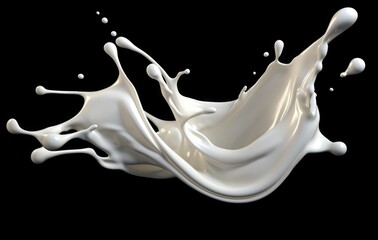 milk or white liquid splash isolated on black background