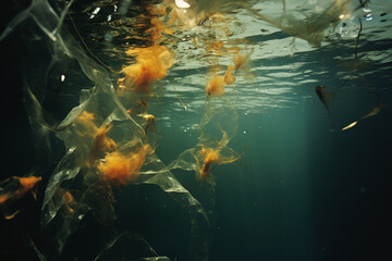 Aufkleber - Experimental underwater photography capturing abstract forms and textures beneath the surface, turning aquatic scenes into visual poetry.