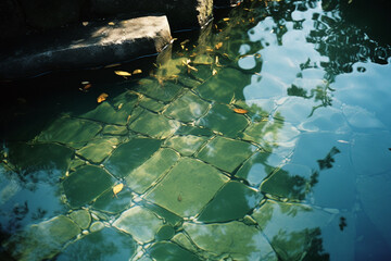 Poster - Abstract representation of reflective pools, encouraging mindful introspection as a crucial aspect of self-development.