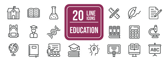 Wall Mural - education thin line icons. editable stroke. for website marketing design, logo, app, template, ui, e