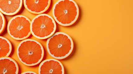 A Group of Halved Oranges on a Vibrant orange Background