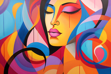 Wall Mural - LGBTQ+ Vibes: Geometric Elegance, Bold Colors - A Celebration of Love and Identity.