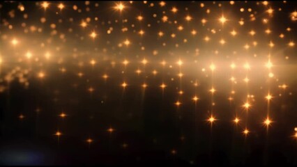 Wall Mural - Animation of golden stars and bokeh 
