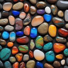  Colorful Rocks on a Black Background