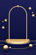 Gold Prodium Produkt Präsentation Ablage Vorlage 3D Royal Blau Vertikal