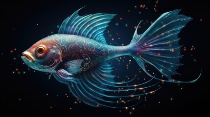 Wall Mural - A colorful fish with swirly patterns on it's body. Celestial fantasy fish.