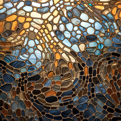 Sticker - metallic elements appear to melt and form a mosaic of fluid and reflective shapes.