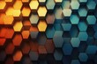 3d rendering of abstract hexagon shape background in blue and orange color, Abstract background with hexagons, AI Generated