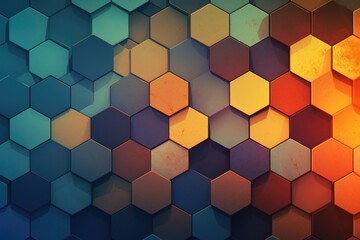 Poster - Abstract colorful hexagon geometric background. 3d render illustration design, Abstract background with hexagons, AI Generated