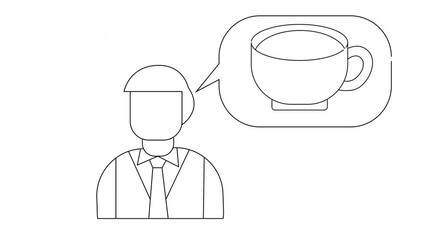 Sticker - animated sketch of a man and a cup of coffee