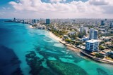 Fototapeta  - Aerial view of the city of Miami Beach, Florida, USA, Aerial view of lower Manhattan, New York City, AI Generated