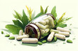 Alternative medicine vector illustration. Herbal remedies in a glass jar. Generated AI