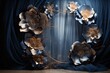 Maternity backdrop, wedding backdrop, photography background, maternity props, Light hoop weaved indigo and copper flowers, elegant wall background, flowing satin drape, backdrop, giant flowers