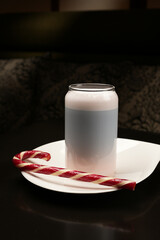 Wall Mural - Peppermint Candy Cane Ice Milkshake. Christmas sweet cold drink