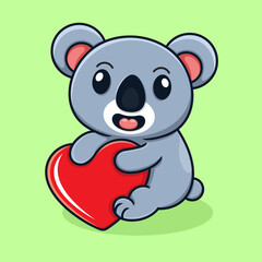  cute koala cartoon, hugging love.