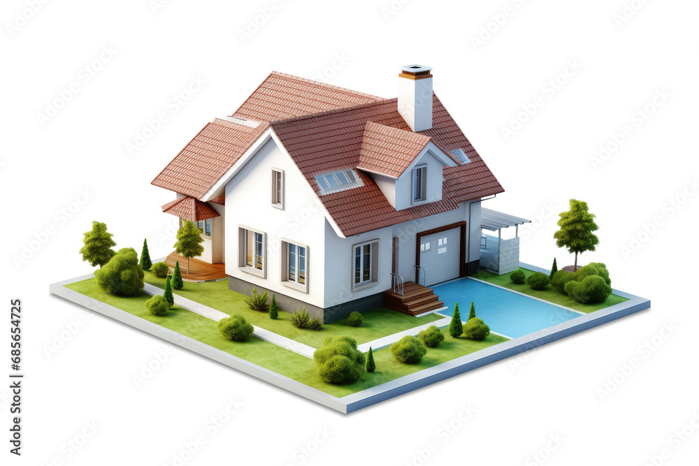 3d model of a house isolated from transparent background Stock ...