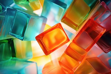 Poster - A close-up view of a bunch of colored cubes. This image can be used for various design projects